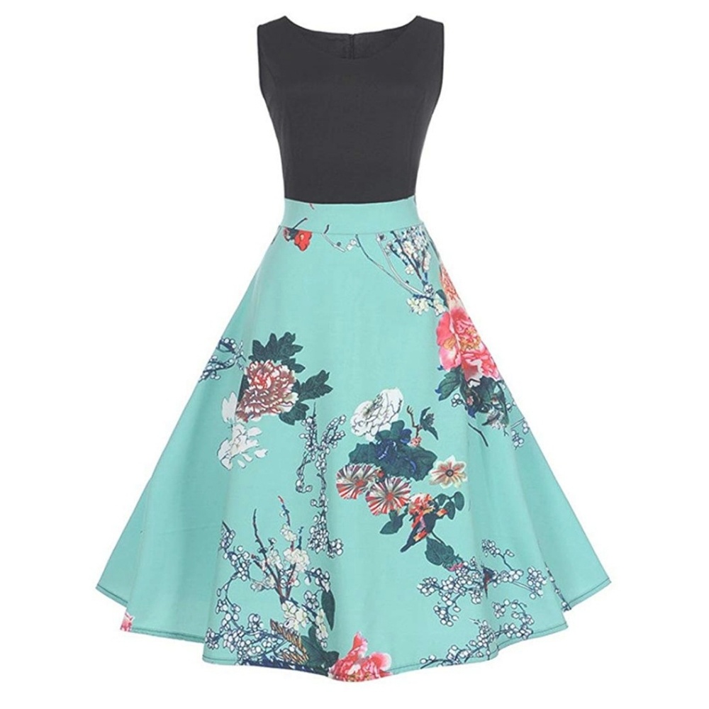 Sleeveless, retro, swing dress